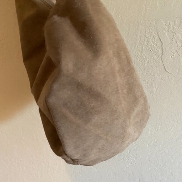 Italian Suede Leather Hobo Bag – Taupe – Soft, Minimalist, Chic - Picture 8 of 16